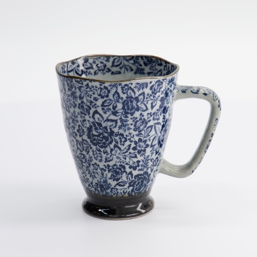 [17723] Mug 9x11cm 400ml Blue/Grey English Rose MT-9996/D 6/60