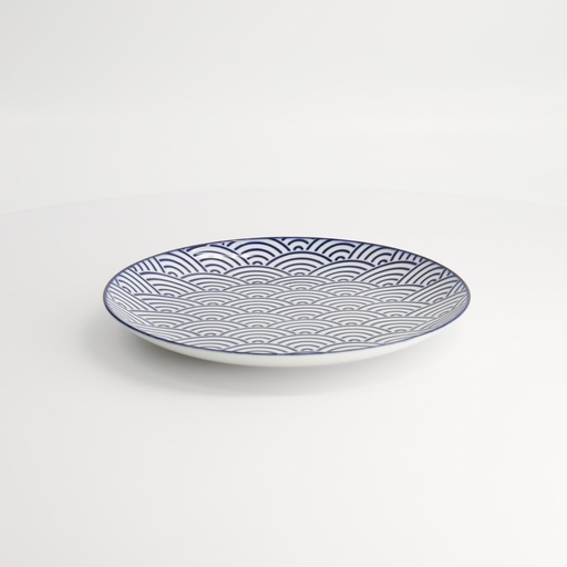 [17954] Nippon Blue Plate 20.6x2.2cm Wave TN-05/A 3/48