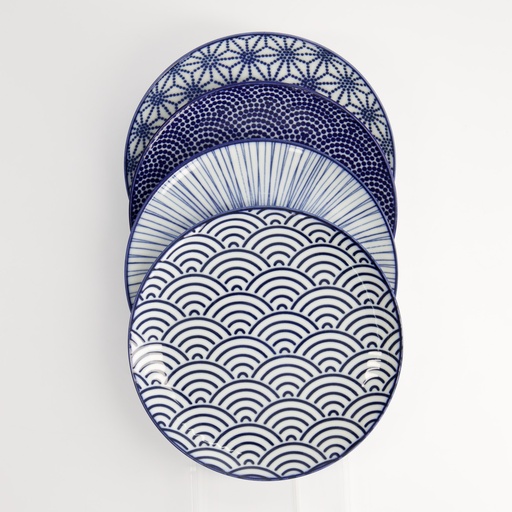 [17959] Nippon Blue Plate 20.6x2.2cm Assorted 4pcs 17959 1/12