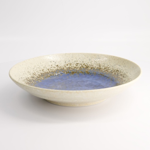 [16877] Minoyaki Mori Aya White Deep Plate 28.5x6cm MS-7126/G 2/16