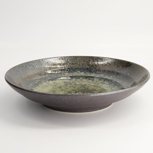 [16878] Minoyaki Mori Aya Black Deep Plate 28.5x6cm MS-7126/H 2/16