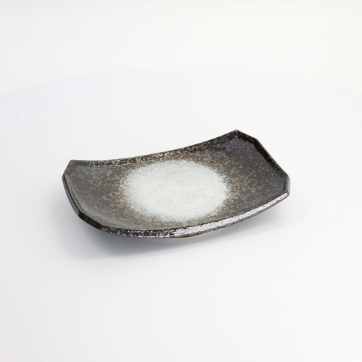 [16884] Minoyaki Eclipse White Oblong Plate 21.8x14.8x3.8cm MS-8019/B 6/36