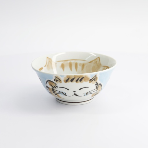 [16899] Kawaii Tayo Bowl Fuku Cat Neko Blue 15x7cmh 500ml MU-8007/B 6/48