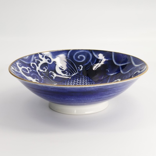 [17108] Japonism Carp Menbachi Bowl 25.2x7.7cm 1600ml Blue YW-9102/BL 3/24
