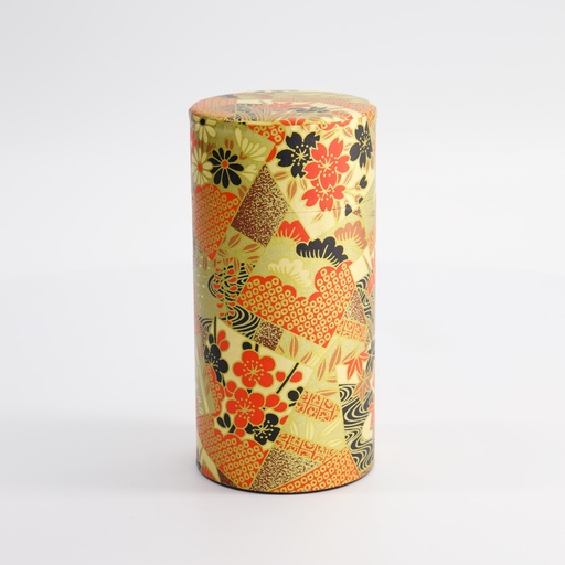 [17322] Tea Container S.S. 7.4x15.5cm 200gr Red/Gold Flower 192KM2 1/120