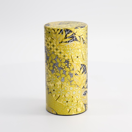 [17323] Tea Container S.S. 7.4x15.5cm 200gr Gold Flower 192KM3 1/120