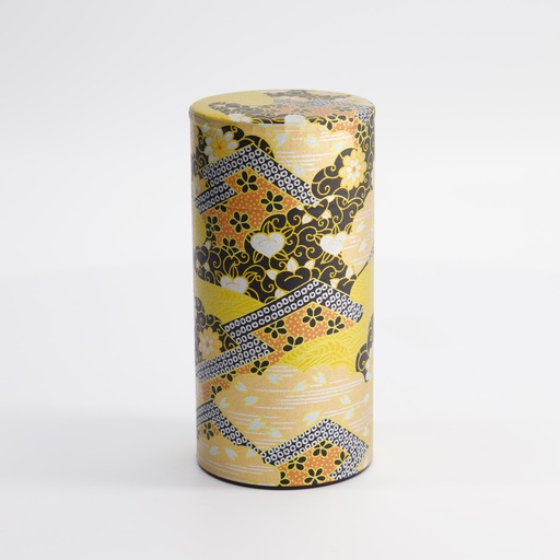 [17324] Tea Container S.S. 7.4x15.5cm 200gr Gold/Black Flower 192KM1 1/120