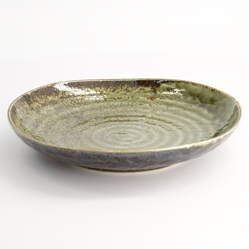 [17392] Shinryoku Green Triangle Plate 22.7x4.4cm YW-5014/G 5/30