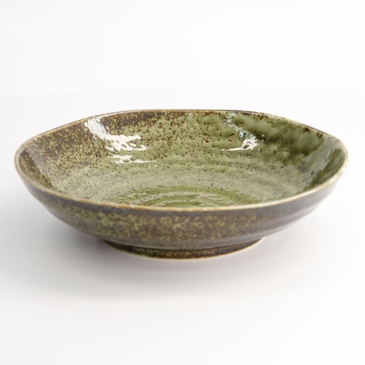 [17396] Shinryoku Green Pasta Plate 20.8x5.2cm YW-5578/G 6/36