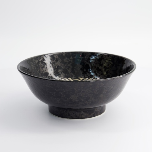 [17437] Ramen Bowl 21.5x9cm 1250ml Masamura Seikaiha Black MS-9481 4/24