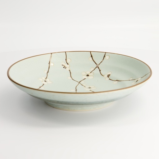 [16558] Green Soshun Plate 22.8x5cm 600ml FK-8444 4/24