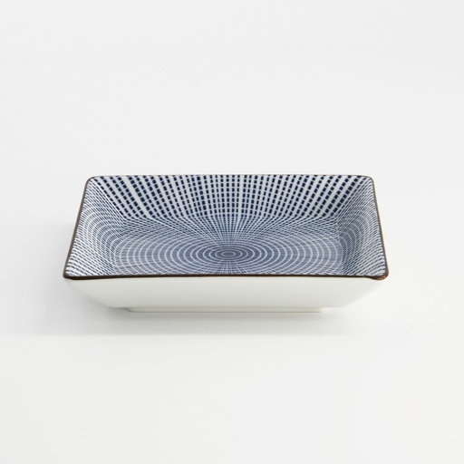 [16567] Sendan Blue Square Plate 11.5x11.5x2.5cm FK-8439 12/96