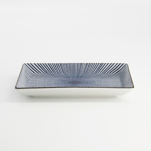 [16568] Sendan Blue Oblong Plate 17.5x11.5x2.5cm FK-8440 12/72