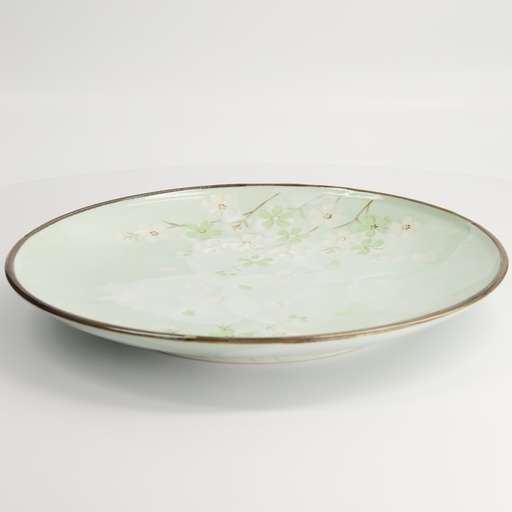 [16510] Green Cosmos Plate 28.5x3.5cm Q211/GC 3/18