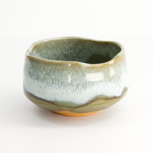 [16288] Matcha Bowl Green White 11.5x7.5cmh 500ml YW-7003/D 1/36