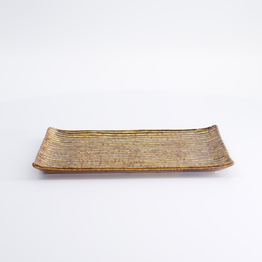 [16308] Mino Craft Rectangular Plate 23.8x15cm Brown 5/40