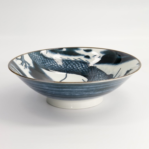 [18689] Japonism Dragon Menbachi Bowl 25.2x7.7cm 1600ml Black 18689 3/24