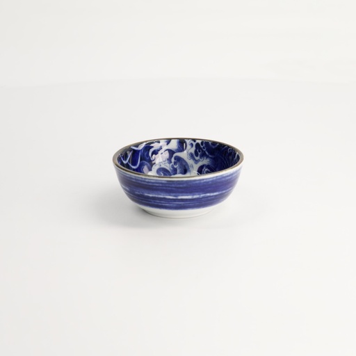 [18750] Japonism Carp Dish 8.7x3.7cm 95ml Blue 12/144