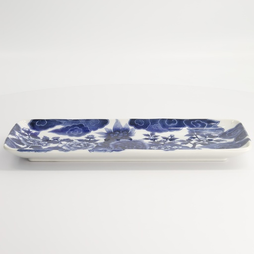 [18770] Japonism Lion Plate 28.5x14x2.5cm Blue 6/48