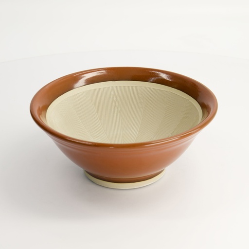[18790] Kitchen Mortar-Suribachi Brown w/silicon rubber base 21.5x9cm C-2784 2/18