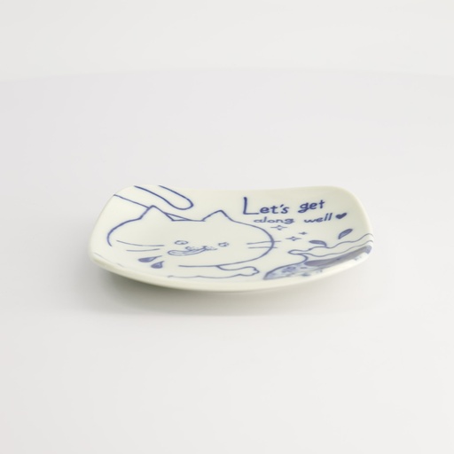 [18975] Neko Maruke Cat Plate 12.5x12.5x1.8cm 54005004 6/96