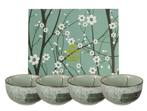 [22017] Green Soshun Bowl Giftset 4pcs 13x7cm 550ml