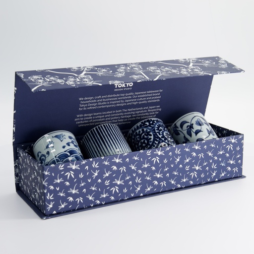 [22061] Cup Giftset 4pcs 6.5x7.5cm 160ml Blue/White 14A 22061 1/6