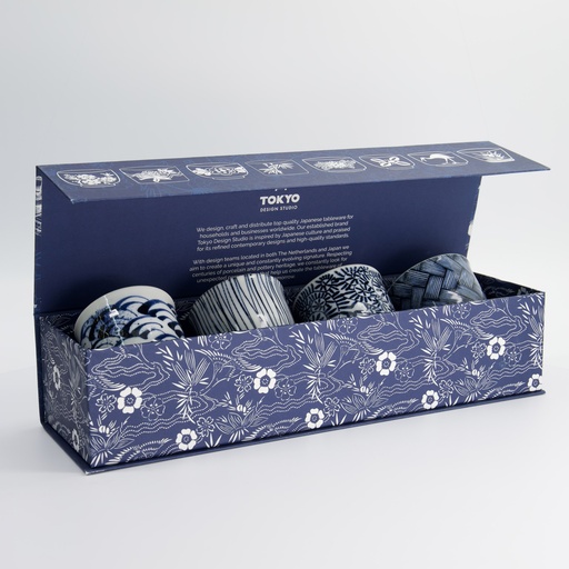 [22064] Cup Giftset 4pcs 8x7.9cm 180ml Blue/White 16A 22064 1/6