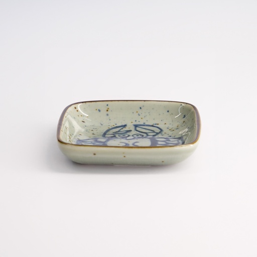 [20609] Mashiko Sauce Dish Square 9x1.6cm Crab Blue HB-5851/F 12/192
