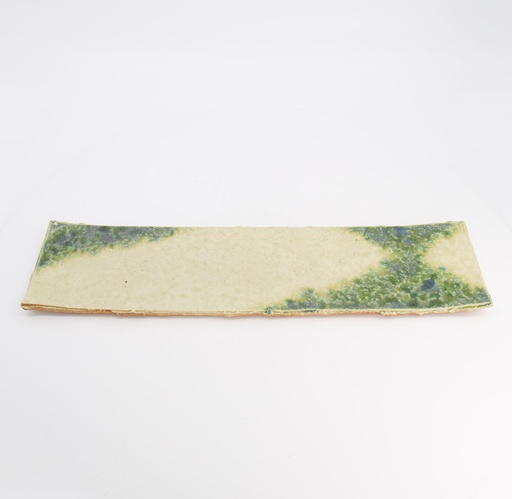 [20695] Mino Craft Rectangular Plate 55x14x2.5cm Beige/Green  1/12