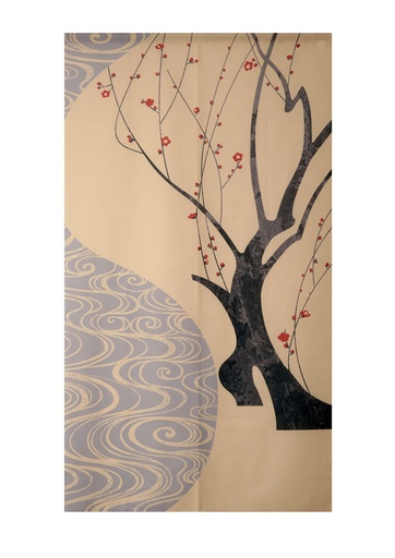 [20832] Noren 85x150cm Goodwill Running Water Red Plum    95146