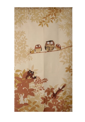 [20791] Noren 85x150cm Forest Animal Owl      93478