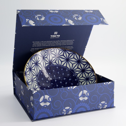 [22538] Mixed Bowls 1pce Giftset 24.5x7.5cm 1400ml Asanoha 6C 22538 1/6
