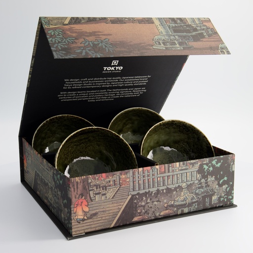 [22564] Shinryoku Green 4pcs Bowl Giftset 13x7.2cm 500ml 22564 1F 1/6