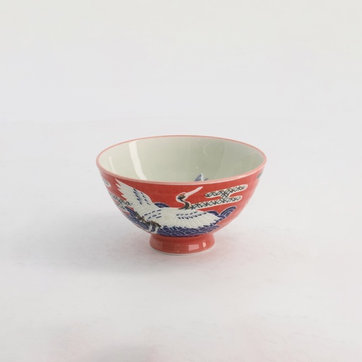 [20977] Kawaii Rice Bowl Crane 11.5x6cm 300ml Red 5/120