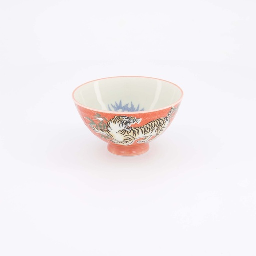 [20982] Kawaii Rice Bowl Tiger 11.5x6cm 300ml Red 5/120