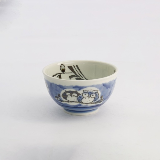 [20991] Kawaii Rice Bowl Owl 13x7.4cm 400ml Blue 5/60