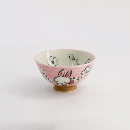 [21003] Kawaii Rice Bowl Rabbit 11.5x6.4cm 300ml Pink 5/120