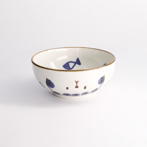 [21277] Kawaii Cat Neko Bowl 16x6.3cmh 600ml Blue 21277 6/36