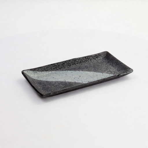 [21051] Mino Craft Rectangular Plate 21x13.5x2.8cm Bk/Bl 6/48