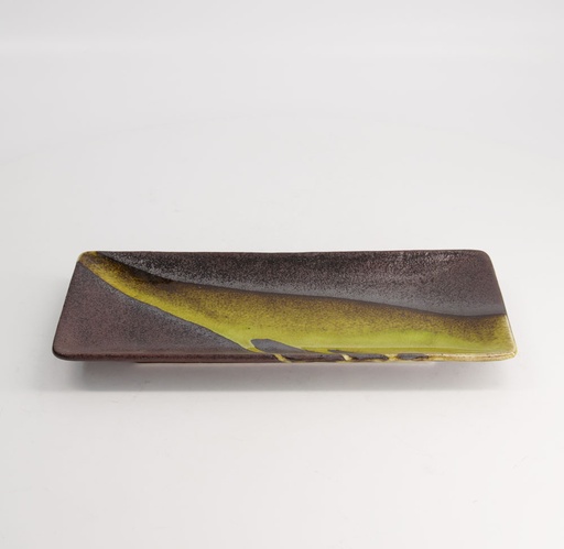 [21059] Mino Craft Rectangular Plate 28.5x12.5x2.5cm Bk/Gd 4/32
