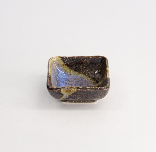 [21062] Mino Craft Sauce Dish 7.5x7.5x3.2cm Bk/Bl 12/144