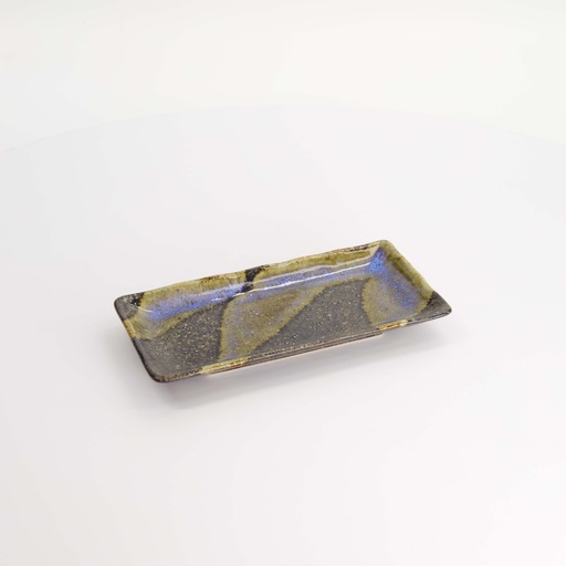 [21068] Mino Craft Rectangular Plate 19.5x9.5x2.5cm Bk/Bl 6/72