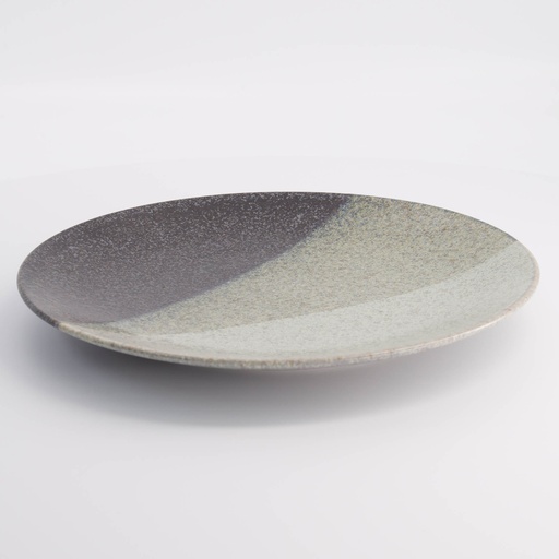 [21083] Oboro Yamakage Round Plate 28.5x3.5cm Bk/Br 21083 3/18