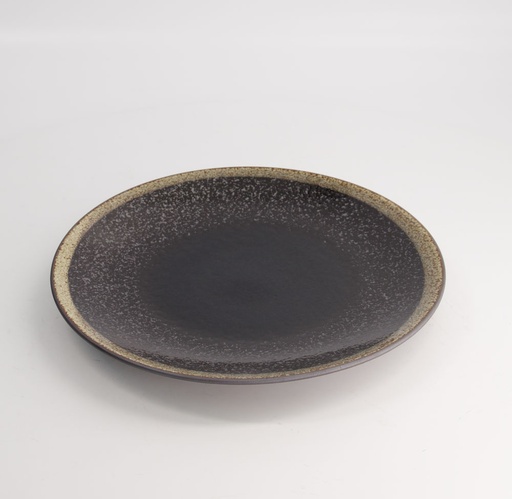 [21084] Yuteki Kosui Round Plate 28.5x3cm Black 3/18