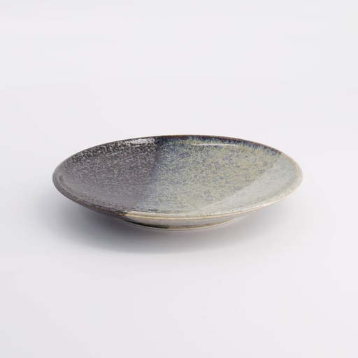 [21087] Oboro Yamakage Plate 16.7x2.5cm Bk/Br/Wh 21087 6/72