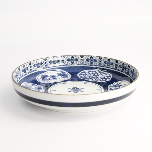[21504] Wa Mixed Bowls Pasta Plate Matori Hishimon 20x4.1cm 21504 4/32