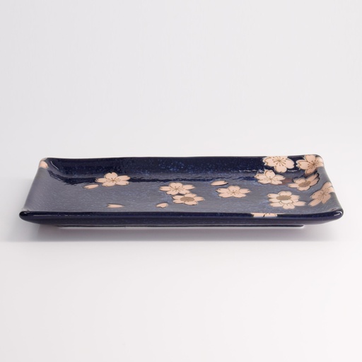 [21348] Sakura Plate 22.5x12.7cm Navy 21348 6/48