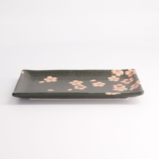 [21350] Sakura Plate 22.5x12.7cm Black 21350 6/48