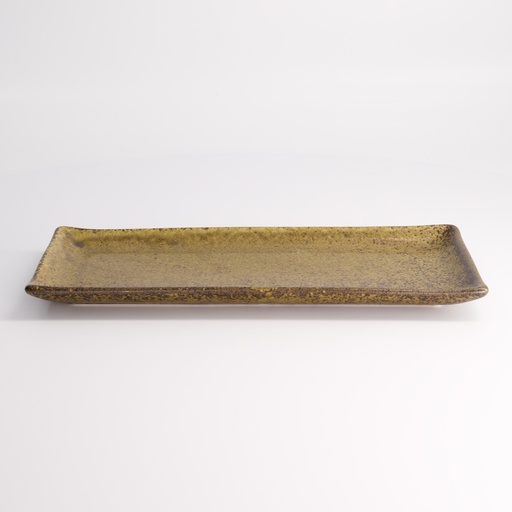 [21357] Mino Craft Rectangular Plate 28.5x12.5cm Brown  6/48